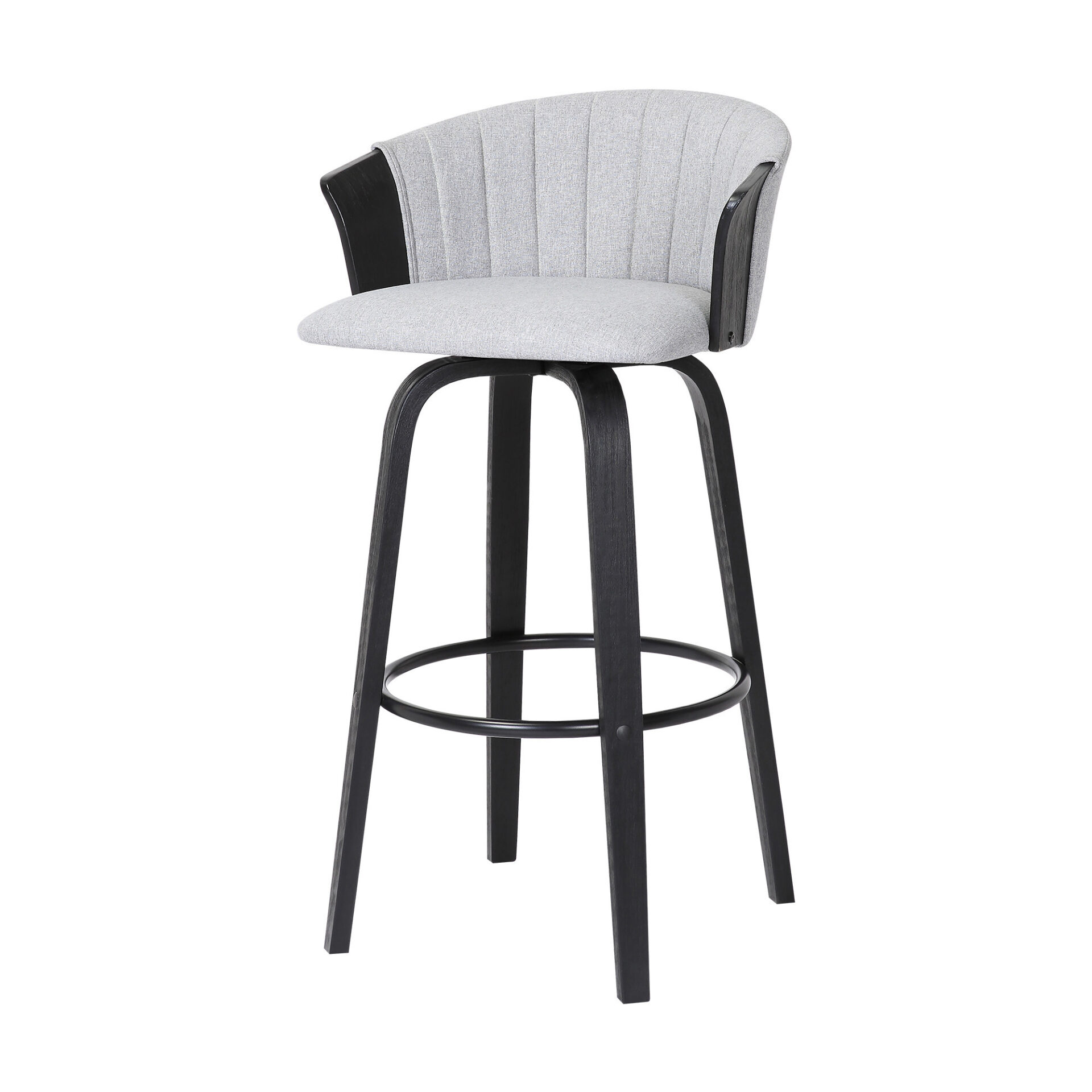 26-Inch Light Gray and Black Swivel Bar Stool with Arms 7 26-Inch Light Gray and Black Swivel Bar Stool with Arms - Image 7
