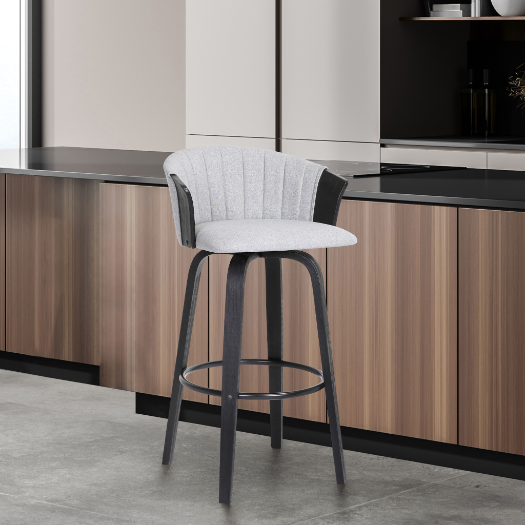 26-Inch Light Gray and Black Swivel Bar Stool with Arms 9 26-Inch Light Gray and Black Swivel Bar Stool with Arms - Image 9