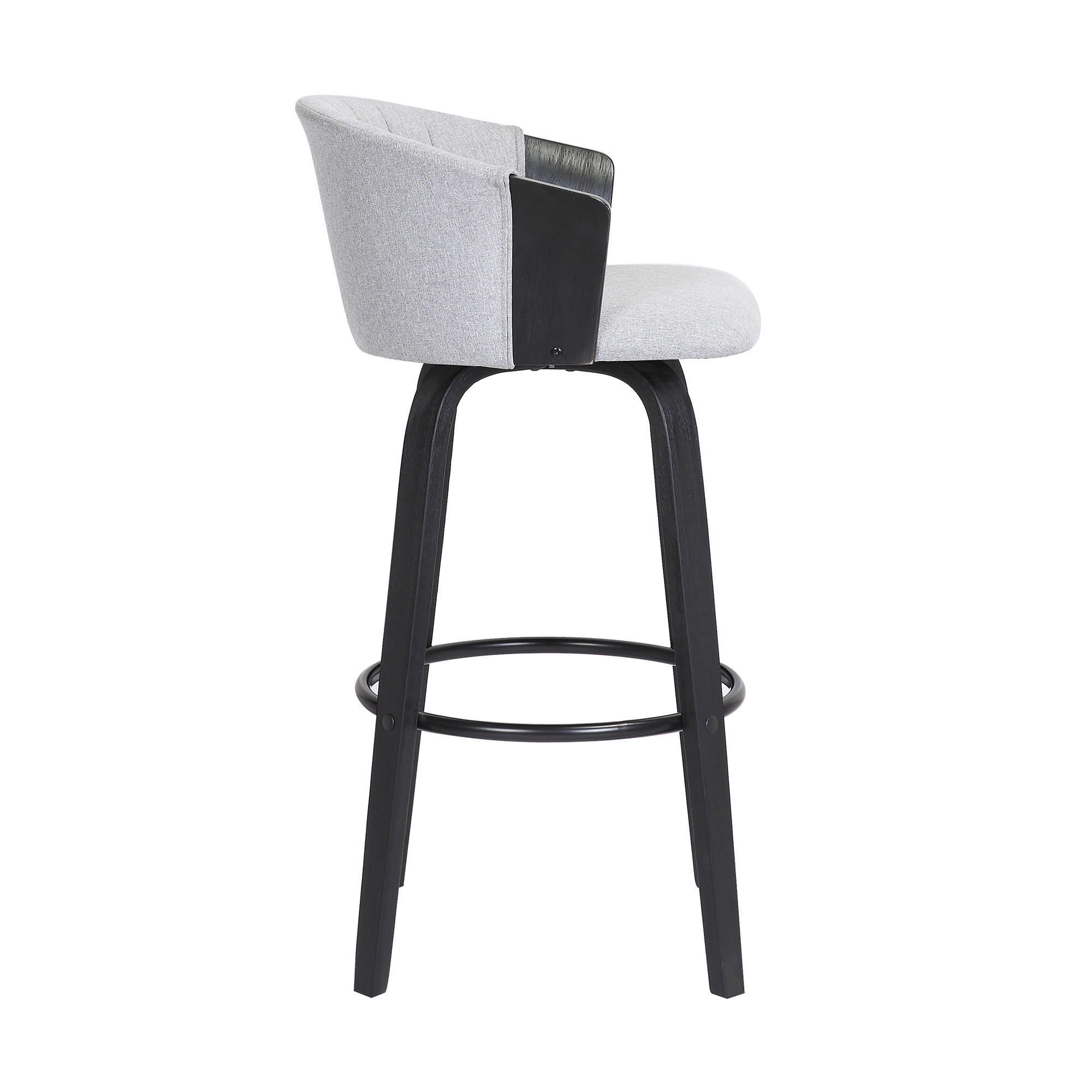 26-Inch Light Gray and Black Swivel Bar Stool with Arms 4 26-Inch Light Gray and Black Swivel Bar Stool with Arms - Image 4