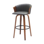 30-Inch Gray and Wood Brown Swivel Bar Stool 14 30-Inch Gray and Wood Brown Swivel Bar Stool