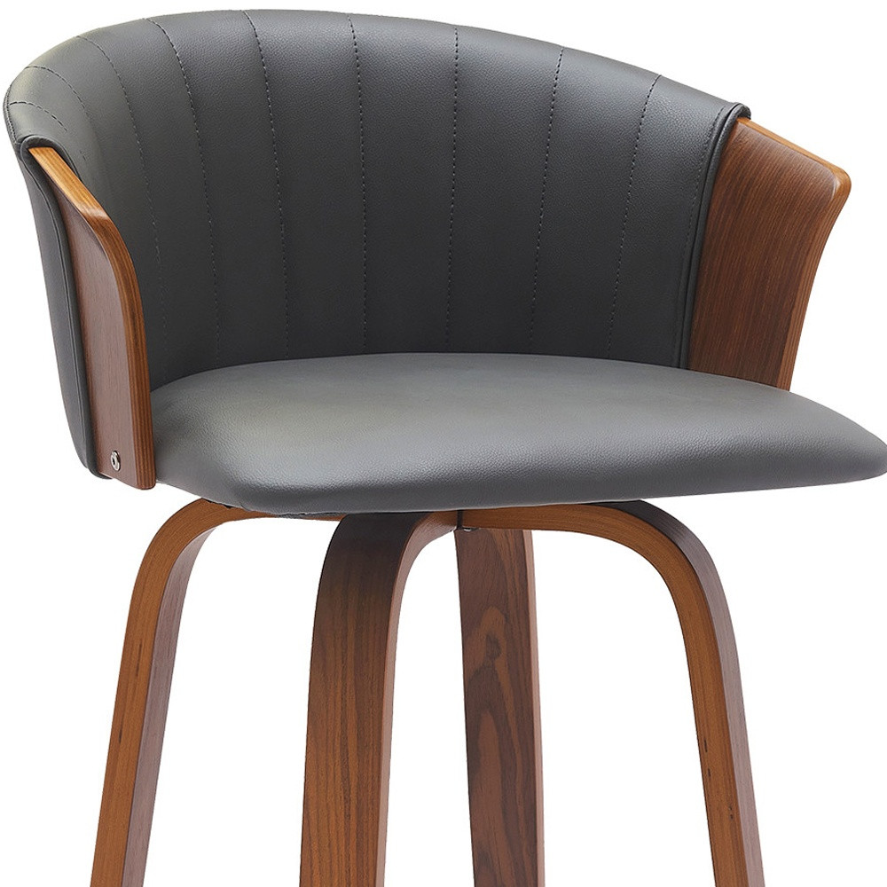 30-Inch Gray and Wood Brown Swivel Bar Stool 8 30-Inch Gray and Wood Brown Swivel Bar Stool - Image 8
