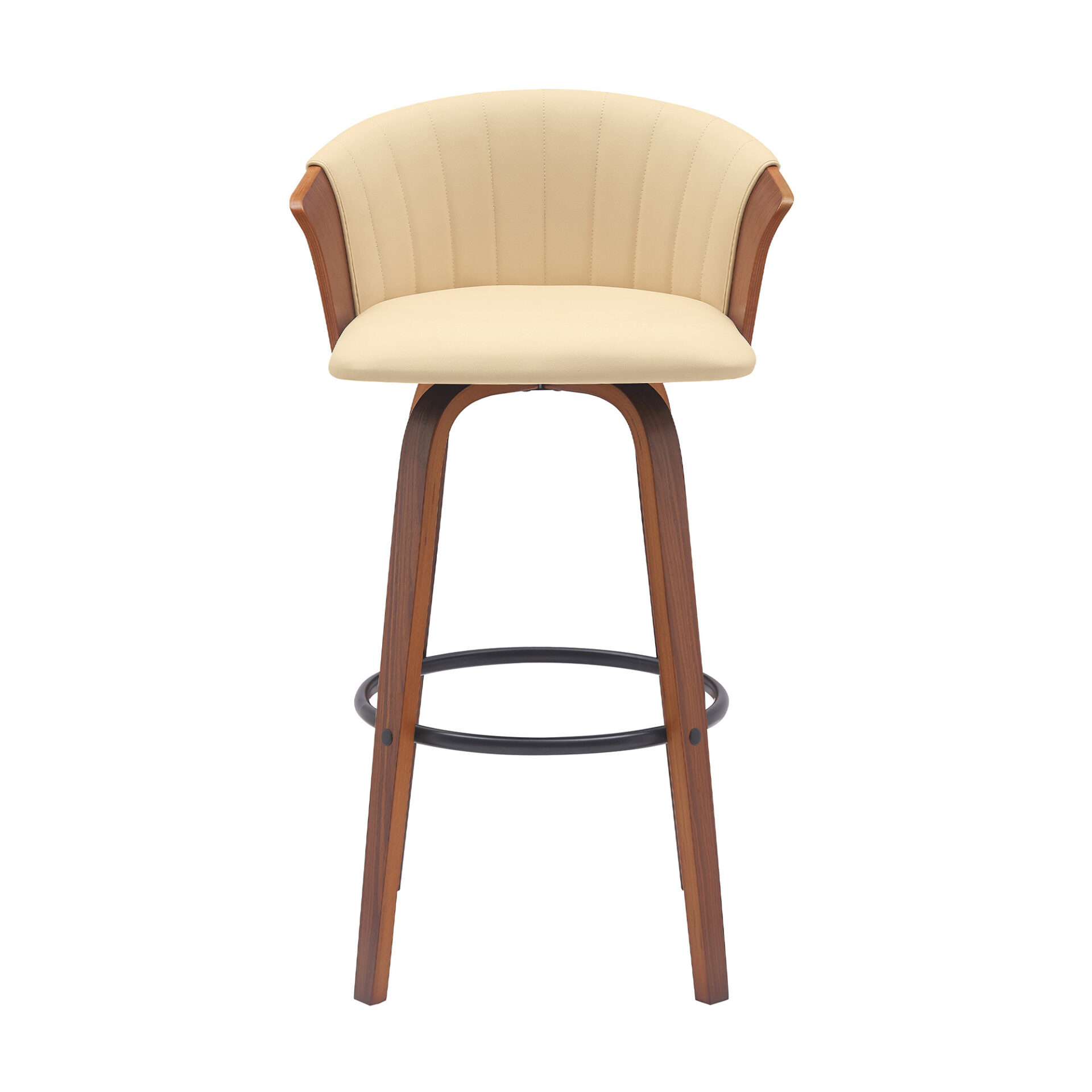 30 Inch Cream and Wood Brown Swivel Bar Stool 2 30 Inch Cream and Wood Brown Swivel Bar Stool - Image 2