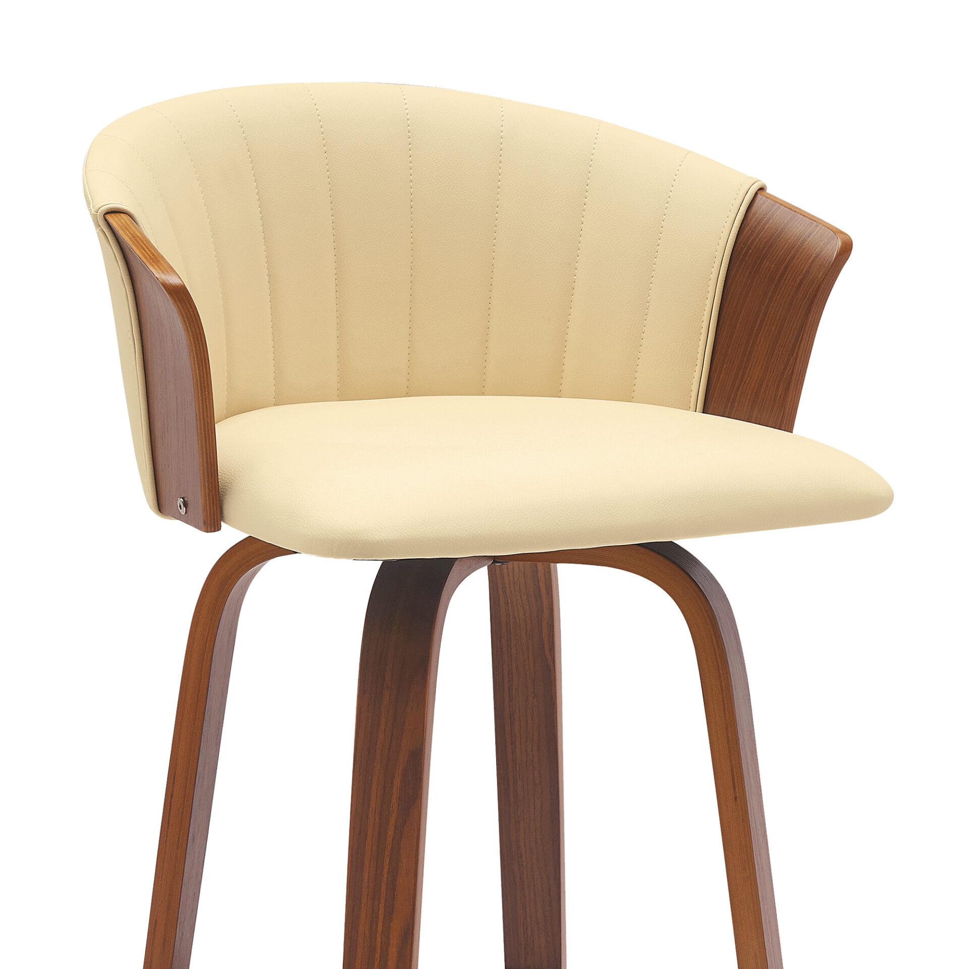 30 Inch Cream and Wood Brown Swivel Bar Stool 6 30 Inch Cream and Wood Brown Swivel Bar Stool - Image 6