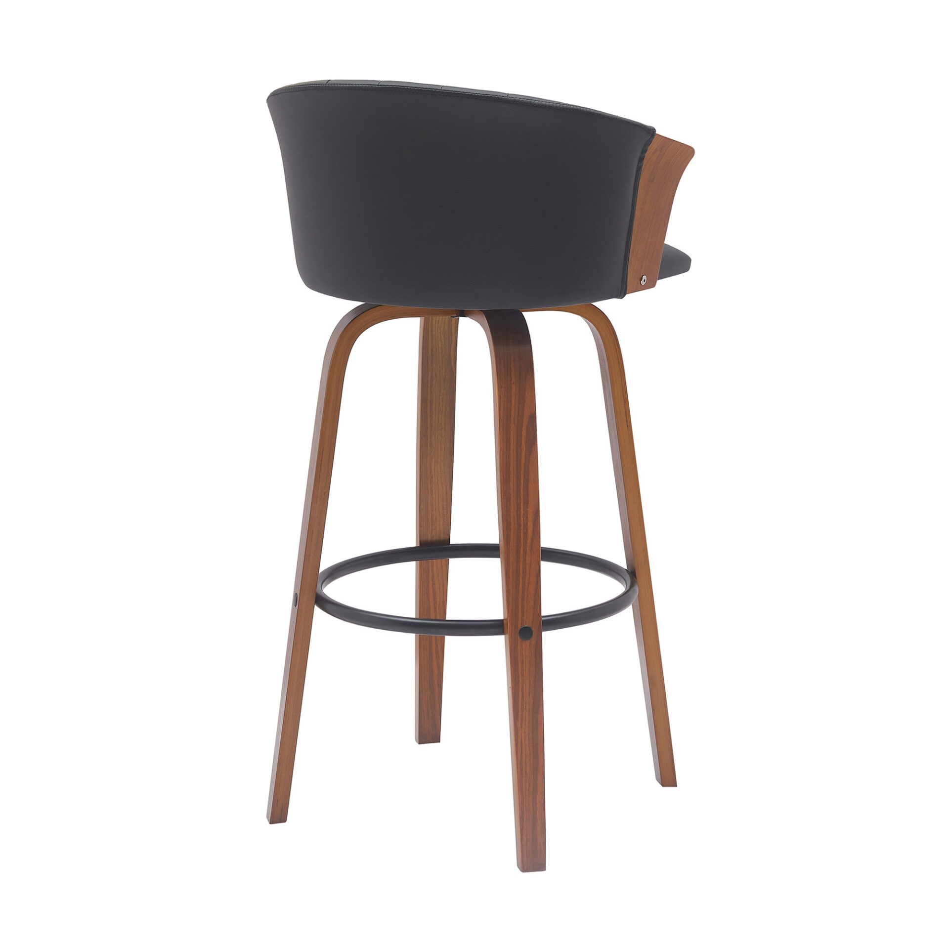 30 Inch Black and Wood Brown Swivel Bar Stool 3 30 Inch Black and Wood Brown Swivel Bar Stool - Image 3