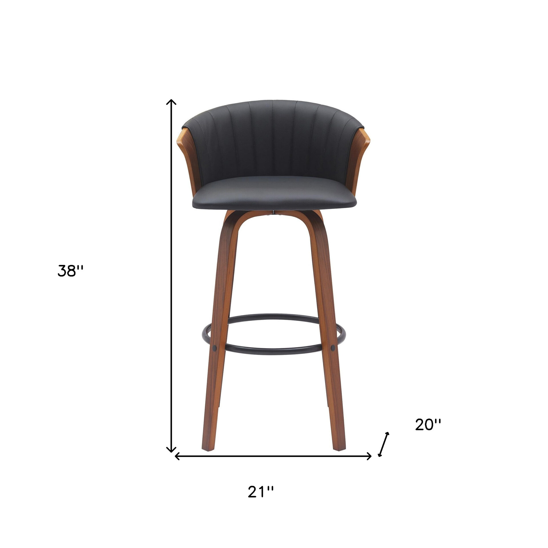 30 Inch Black and Wood Brown Swivel Bar Stool 9 30 Inch Black and Wood Brown Swivel Bar Stool - Image 9