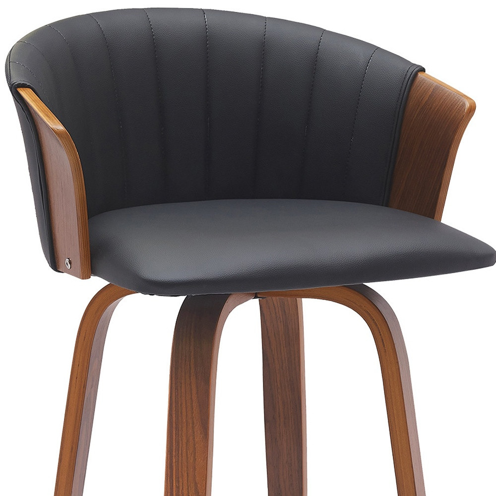 30 Inch Black and Wood Brown Swivel Bar Stool 7 30 Inch Black and Wood Brown Swivel Bar Stool - Image 7