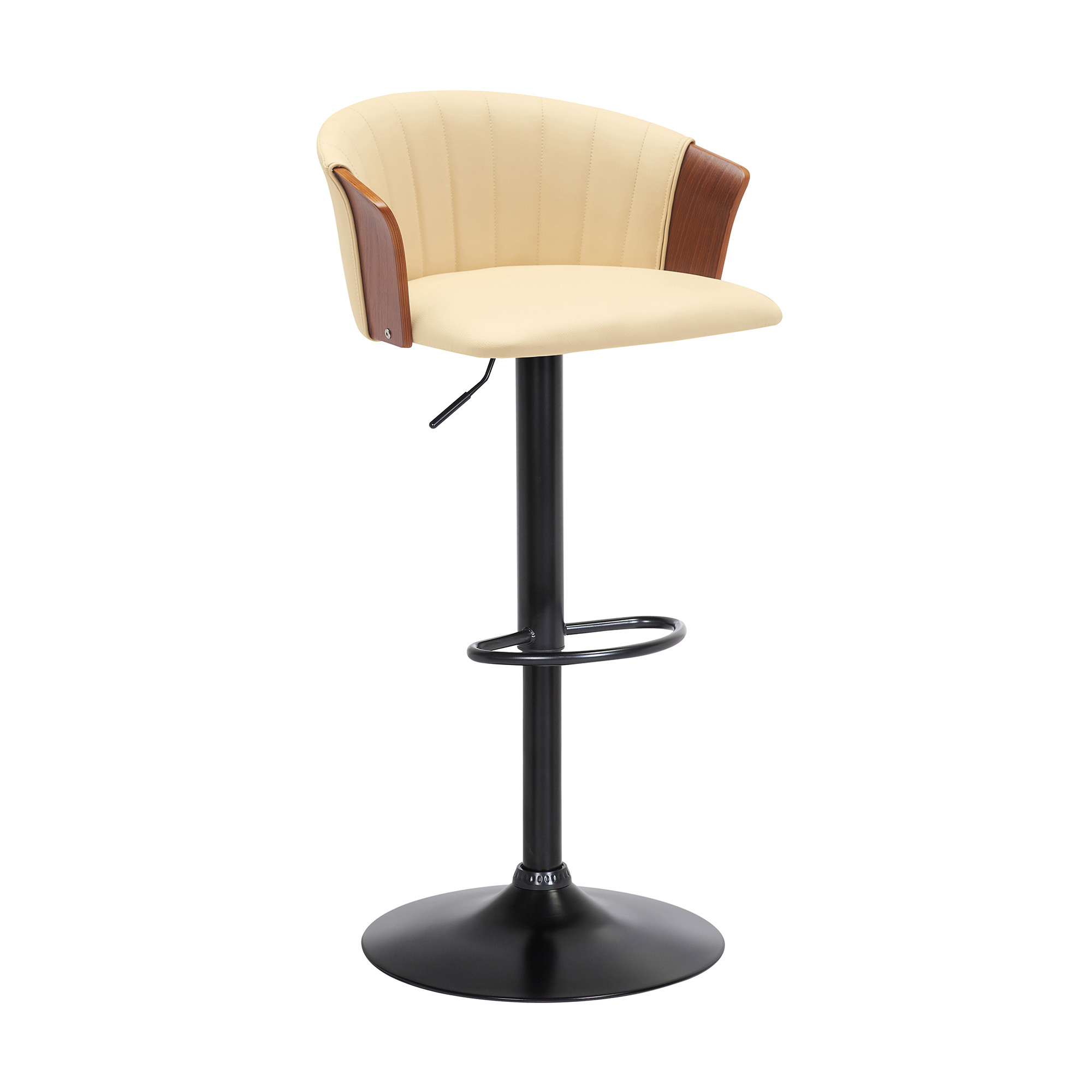 Adjustable Cream and Black Faux Leather Swivel Bar Stool 11 Adjustable Cream and Black Faux Leather Swivel Bar Stool