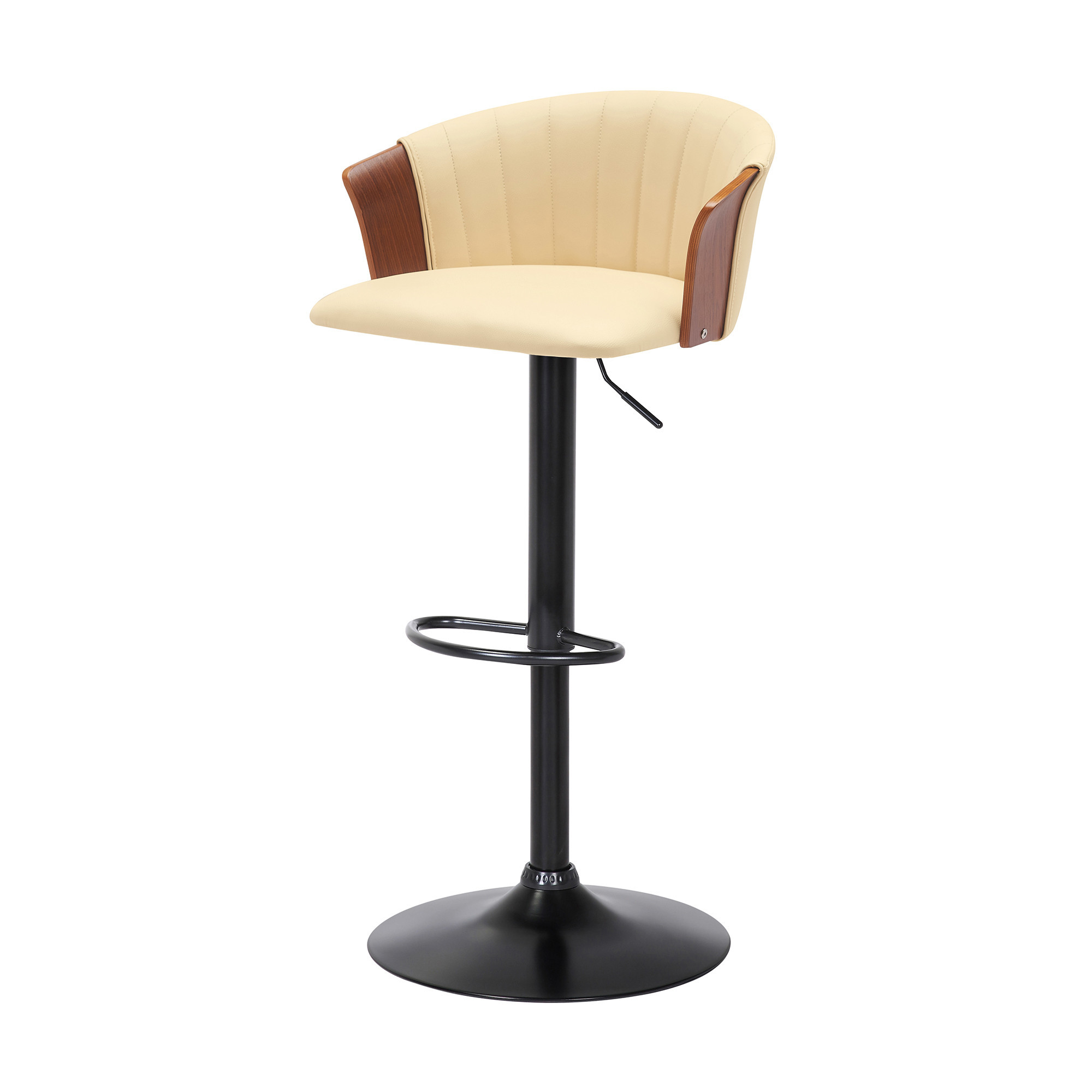 Adjustable Cream and Black Faux Leather Swivel Bar Stool 14 Adjustable Cream and Black Faux Leather Swivel Bar Stool
