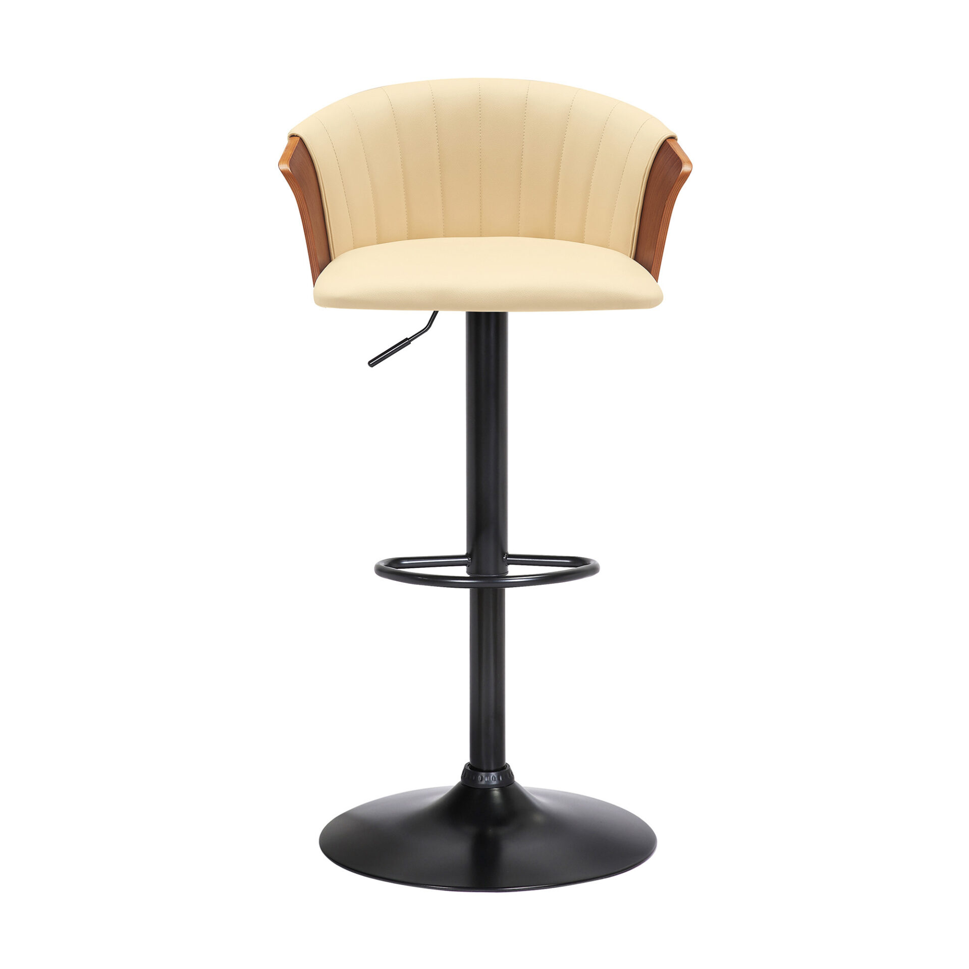 Adjustable Cream and Black Faux Leather Swivel Bar Stool 3 Adjustable Cream and Black Faux Leather Swivel Bar Stool - Image 3