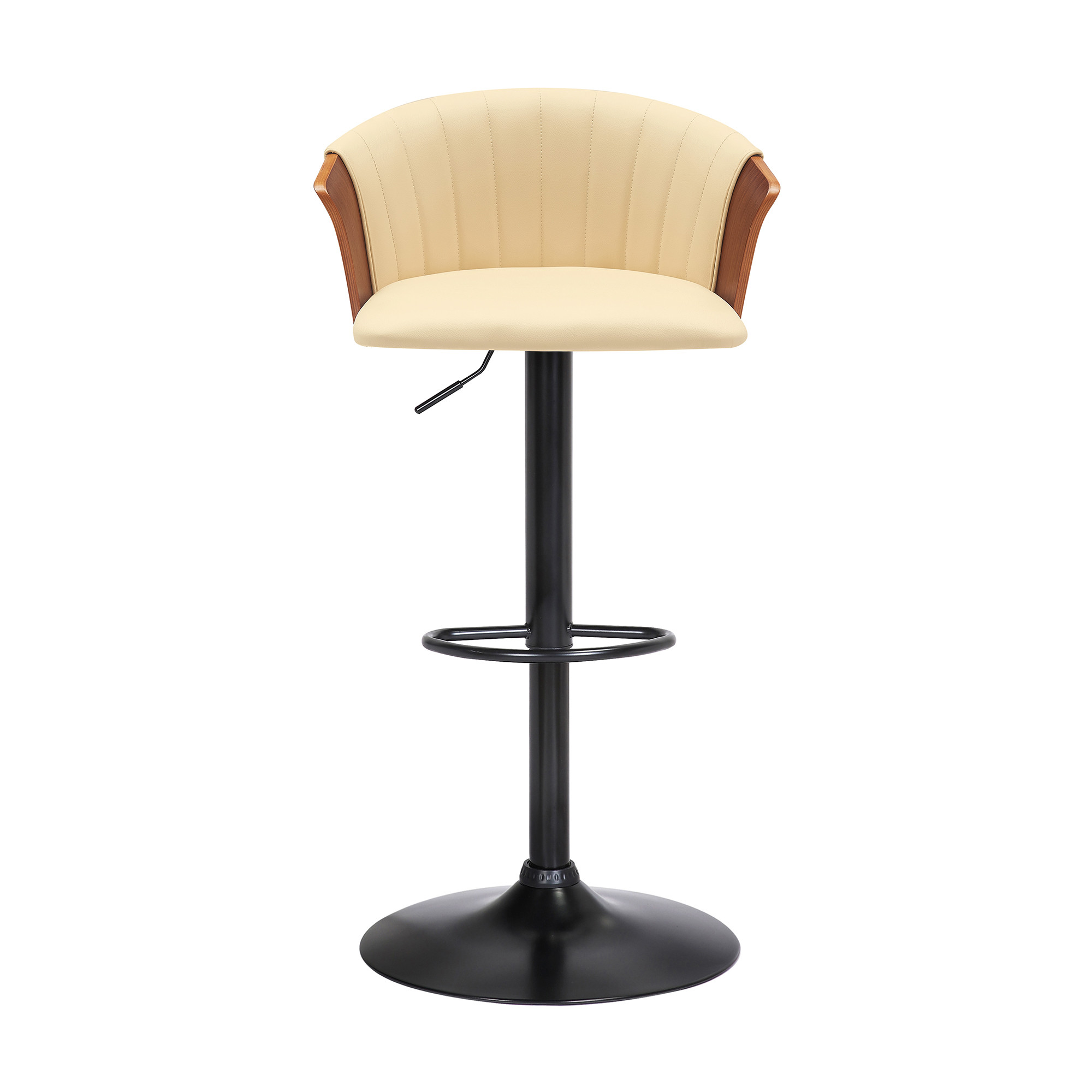 Adjustable Cream and Black Faux Leather Swivel Bar Stool 12 Adjustable Cream and Black Faux Leather Swivel Bar Stool