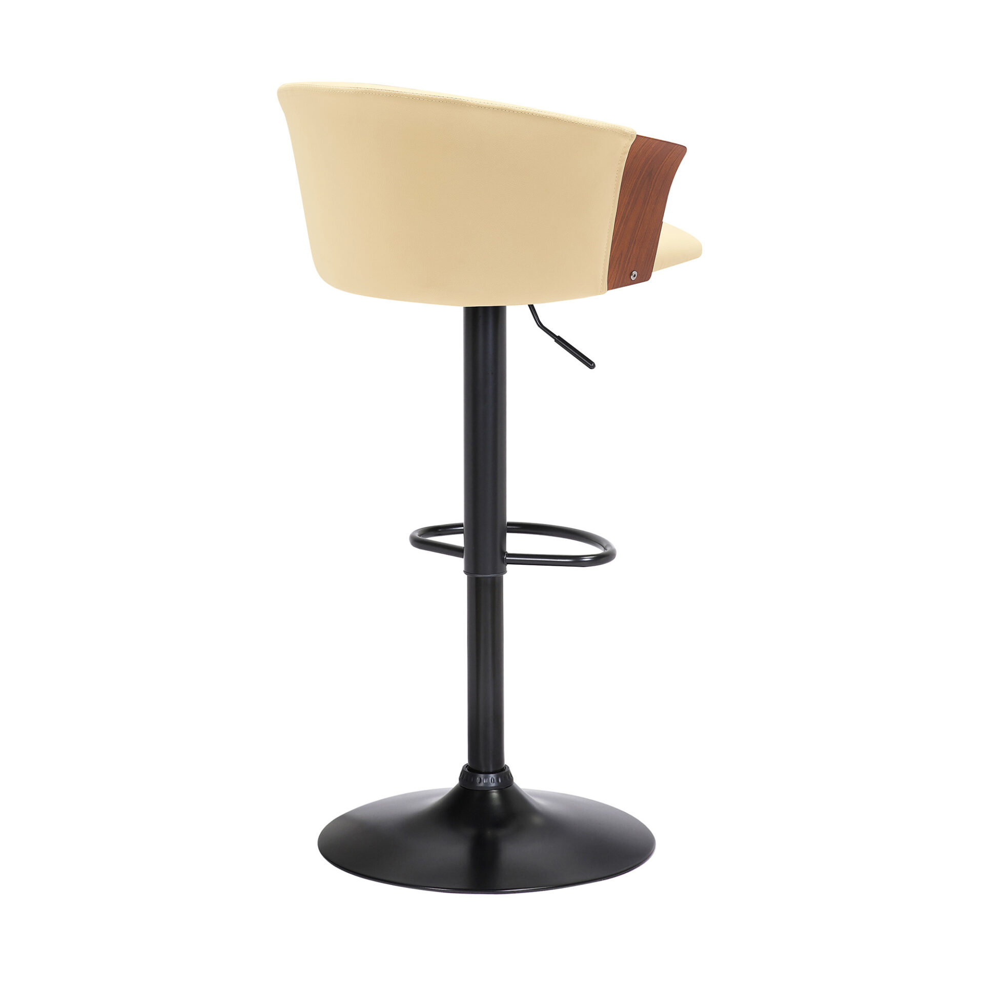 Adjustable Cream and Black Faux Leather Swivel Bar Stool 4 Adjustable Cream and Black Faux Leather Swivel Bar Stool - Image 4