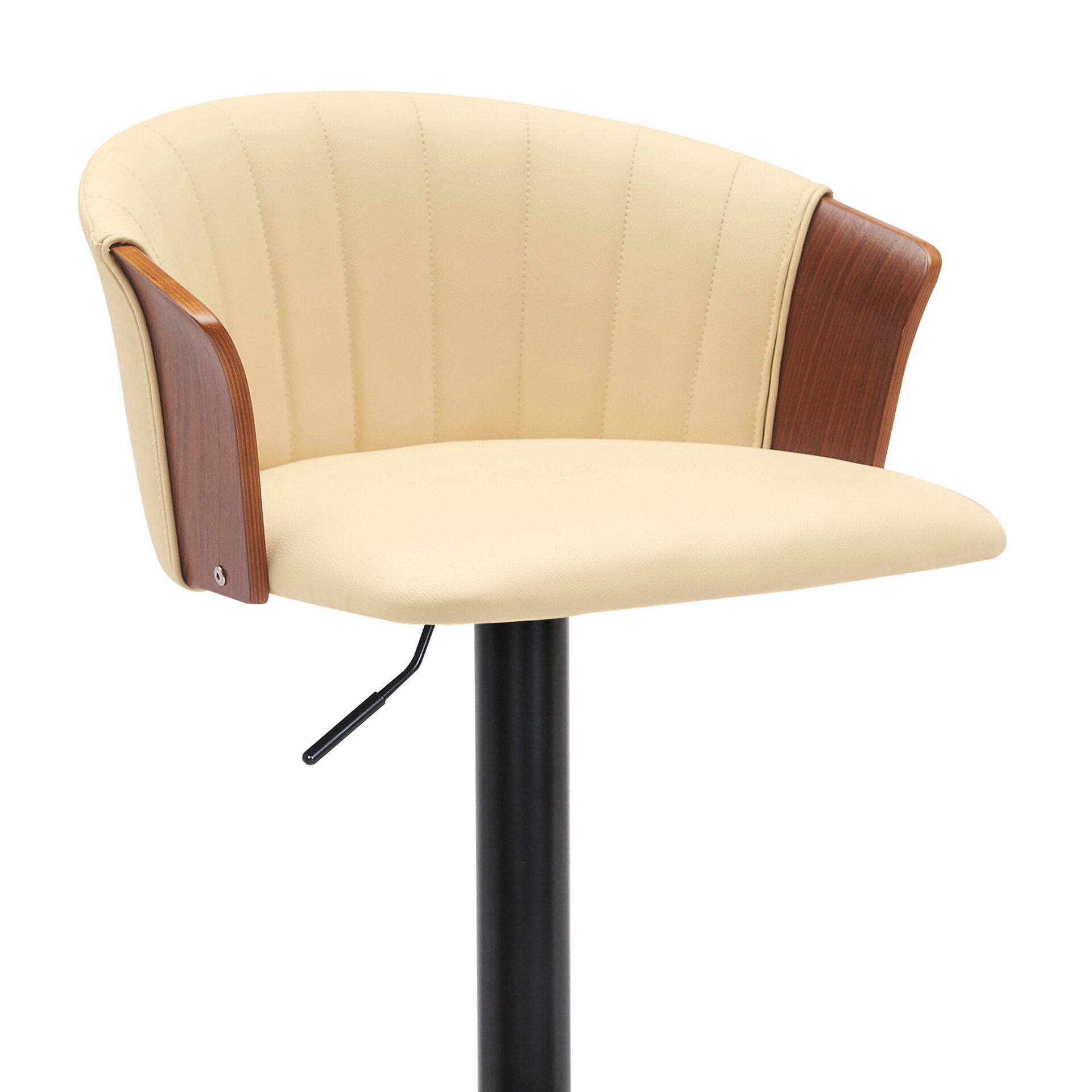 Adjustable Cream and Black Faux Leather Swivel Bar Stool 6 Adjustable Cream and Black Faux Leather Swivel Bar Stool - Image 6