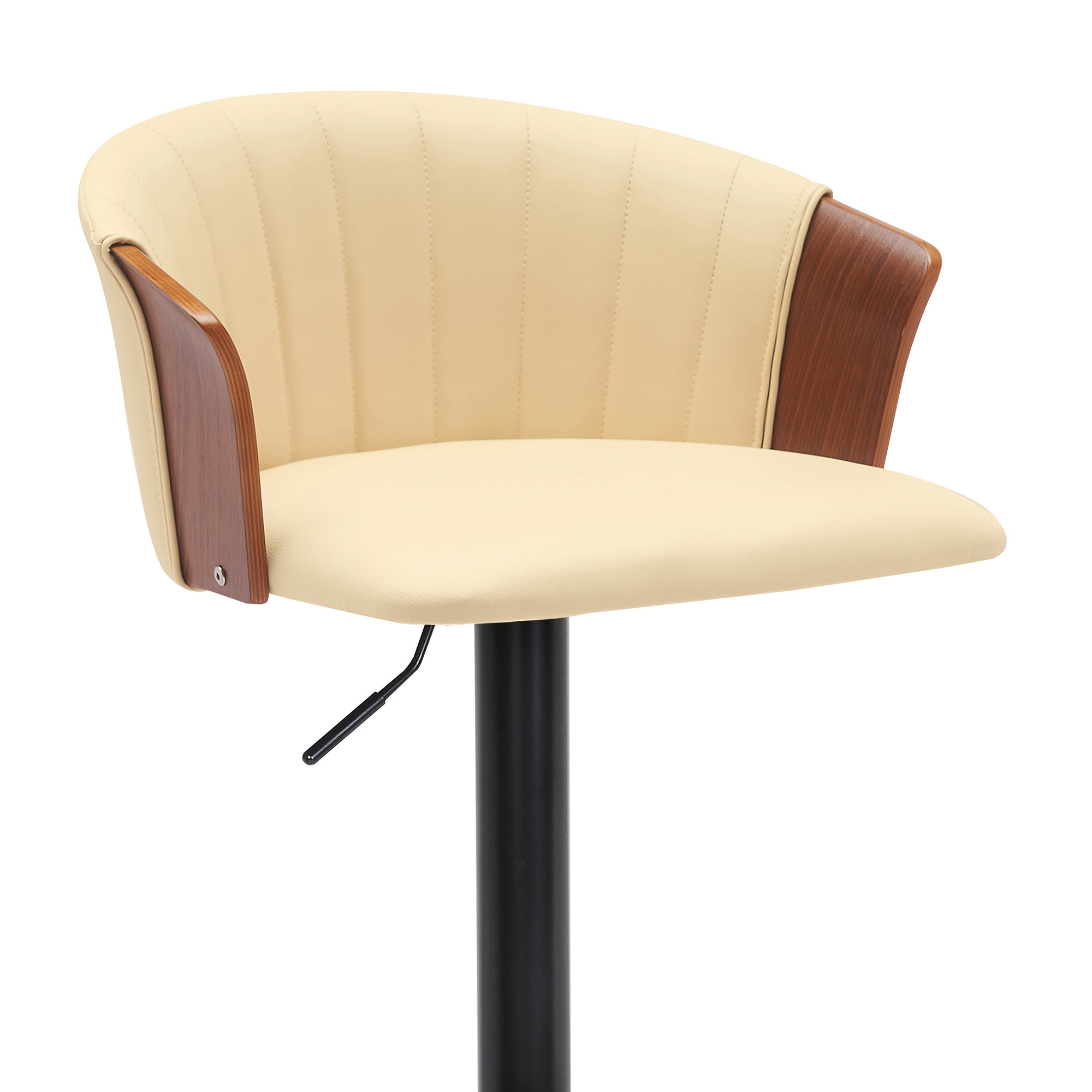 Adjustable Cream and Black Faux Leather Swivel Bar Stool 15 Adjustable Cream and Black Faux Leather Swivel Bar Stool