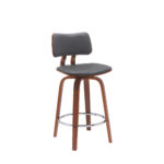 26-Inch Gray and Wood Brown Swivel Modern Counter Bar Stool 12 26-Inch Gray and Wood Brown Swivel Modern Counter Bar Stool