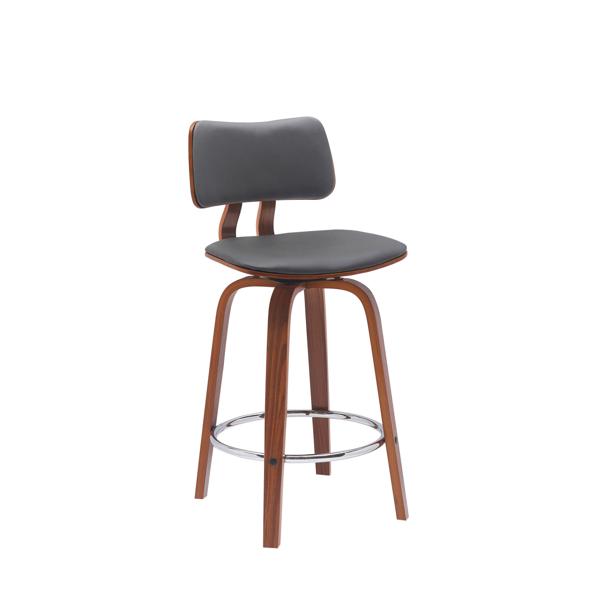 26-Inch Gray and Wood Brown Swivel Modern Counter Bar Stool 3 26-Inch Gray and Wood Brown Swivel Modern Counter Bar Stool - Image 3