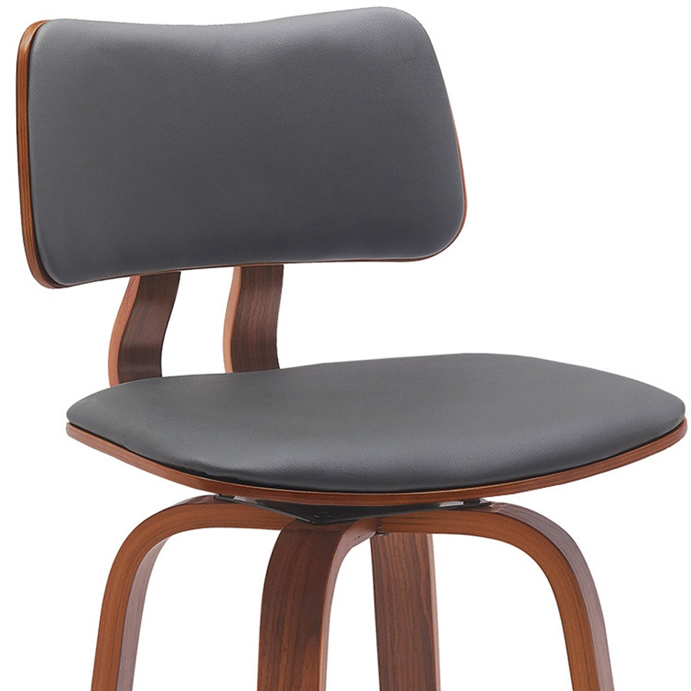 26-Inch Gray and Wood Brown Swivel Modern Counter Bar Stool 8 26-Inch Gray and Wood Brown Swivel Modern Counter Bar Stool - Image 8