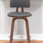 26-Inch Gray and Wood Brown Swivel Modern Counter Bar Stool 10 26-Inch Gray and Wood Brown Swivel Modern Counter Bar Stool