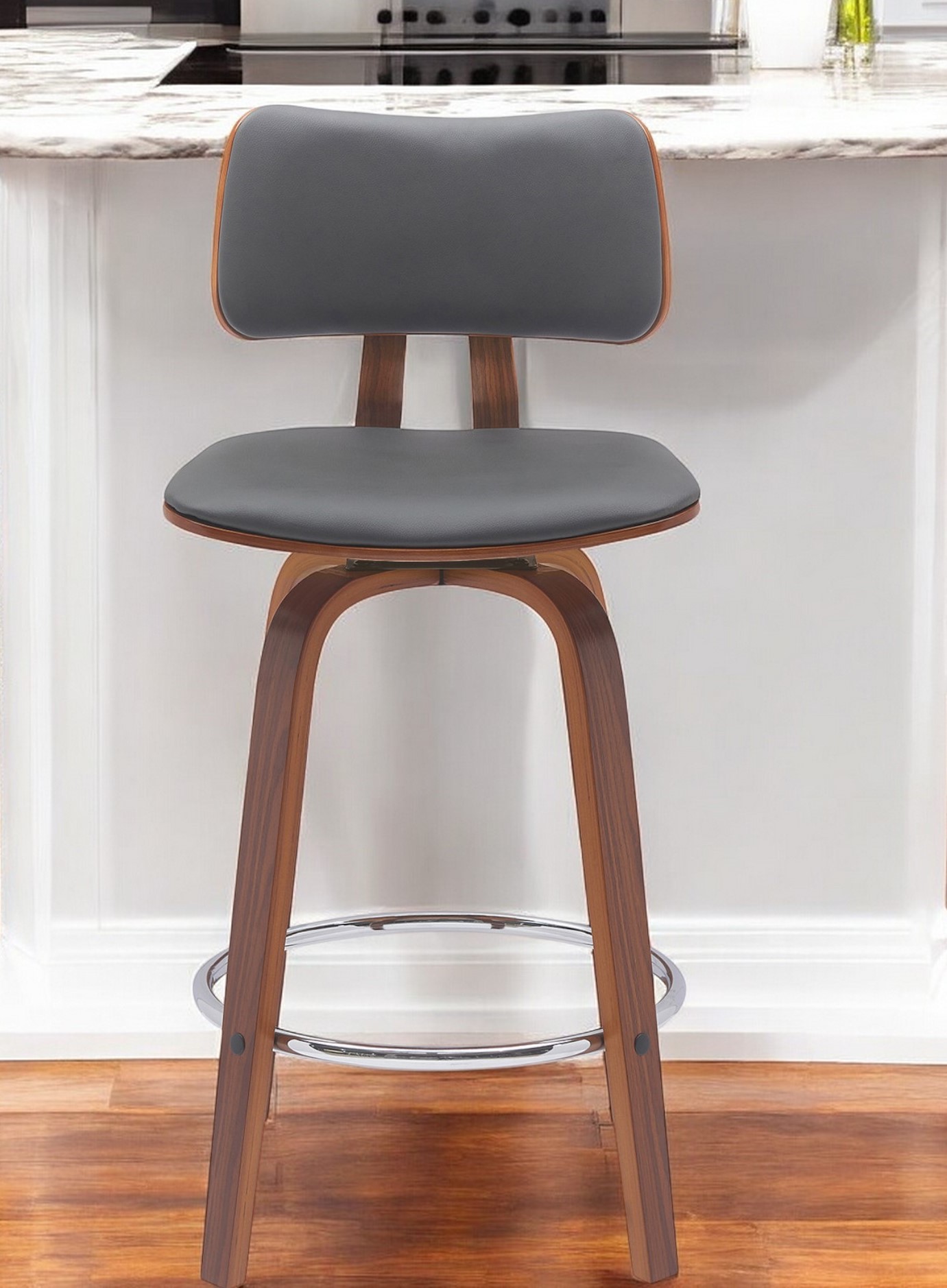 26-Inch Gray and Wood Brown Swivel Modern Counter Bar Stool 1 26-Inch Gray and Wood Brown Swivel Modern Counter Bar Stool