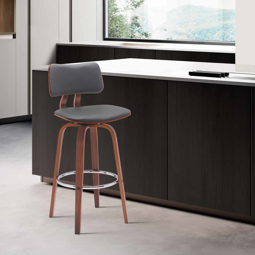 26-Inch Gray and Wood Brown Swivel Modern Counter Bar Stool 9 26-Inch Gray and Wood Brown Swivel Modern Counter Bar Stool - Image 9