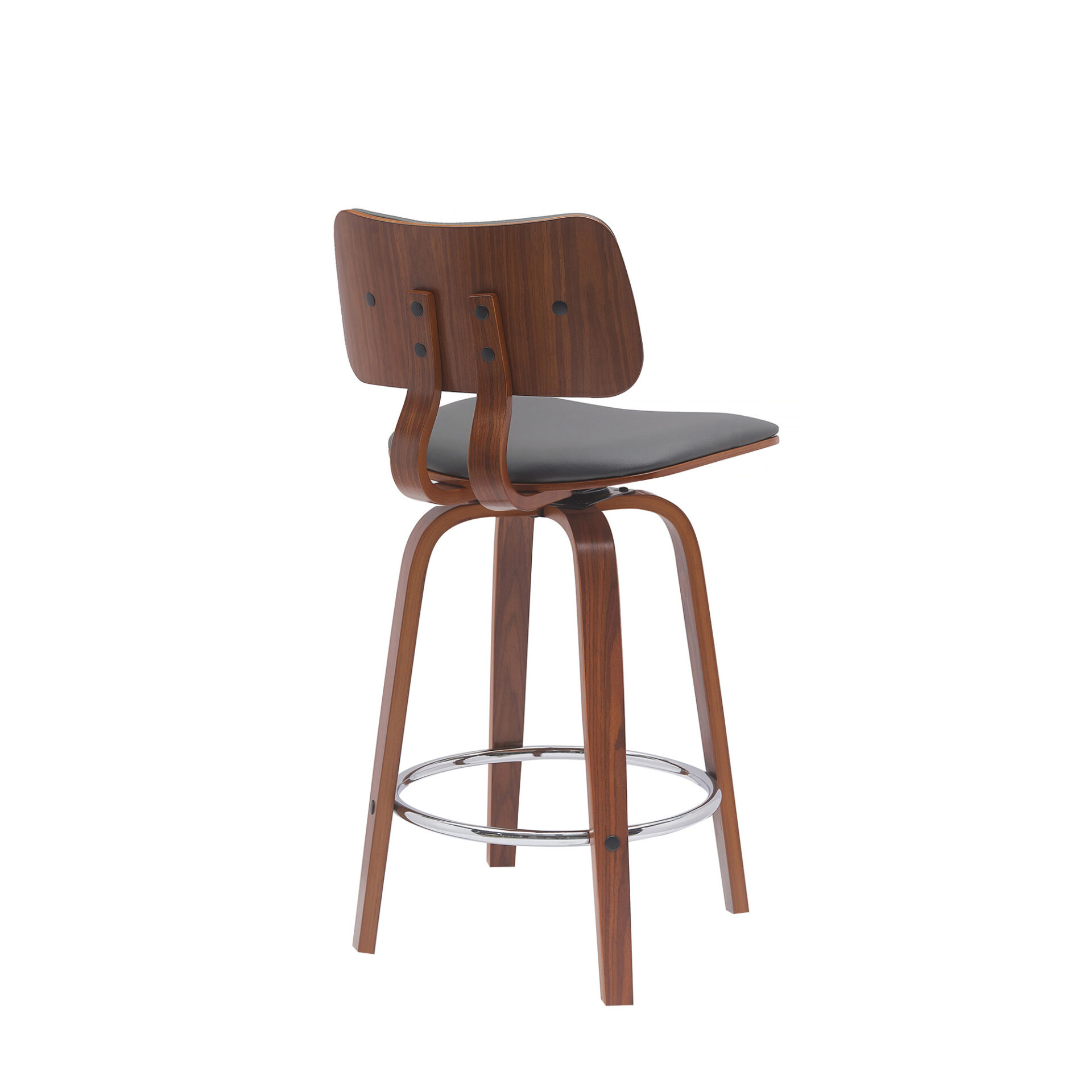 26-Inch Gray and Wood Brown Swivel Modern Counter Bar Stool 4 26-Inch Gray and Wood Brown Swivel Modern Counter Bar Stool - Image 4