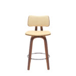 26-Inch Cream and Wood Brown Modern Swivel Bar Stool