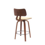 26-Inch Cream and Wood Brown Modern Swivel Bar Stool