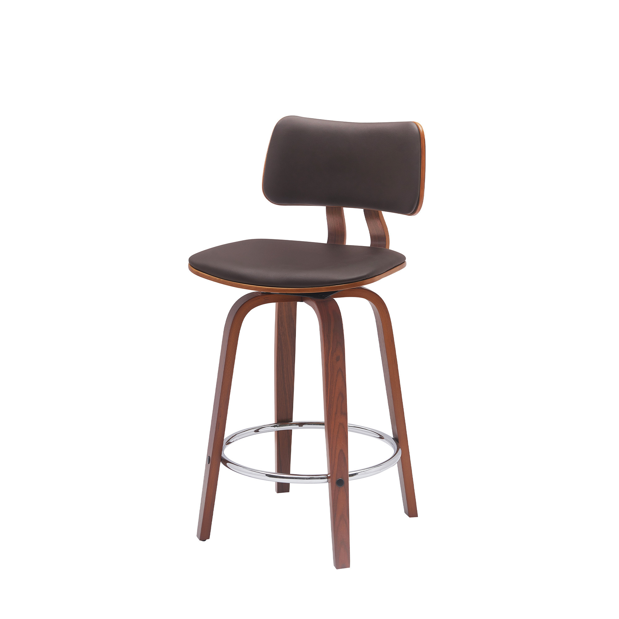26-Inch Brown Faux Leather Swivel Low Back Bar Stool 14 26-Inch Brown Faux Leather Swivel Low Back Bar Stool