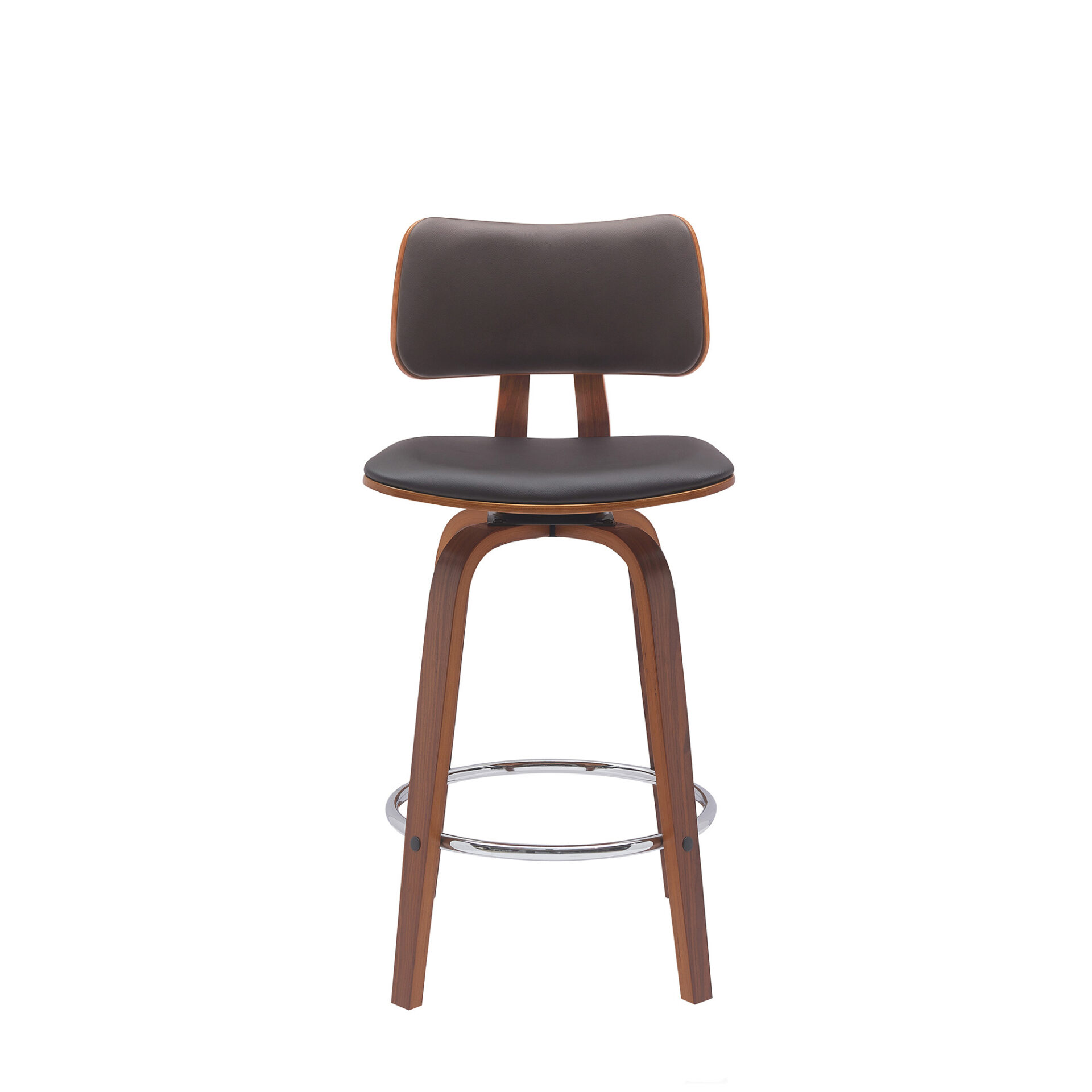 26-Inch Brown Faux Leather Swivel Low Back Bar Stool 2 26-Inch Brown Faux Leather Swivel Low Back Bar Stool - Image 2