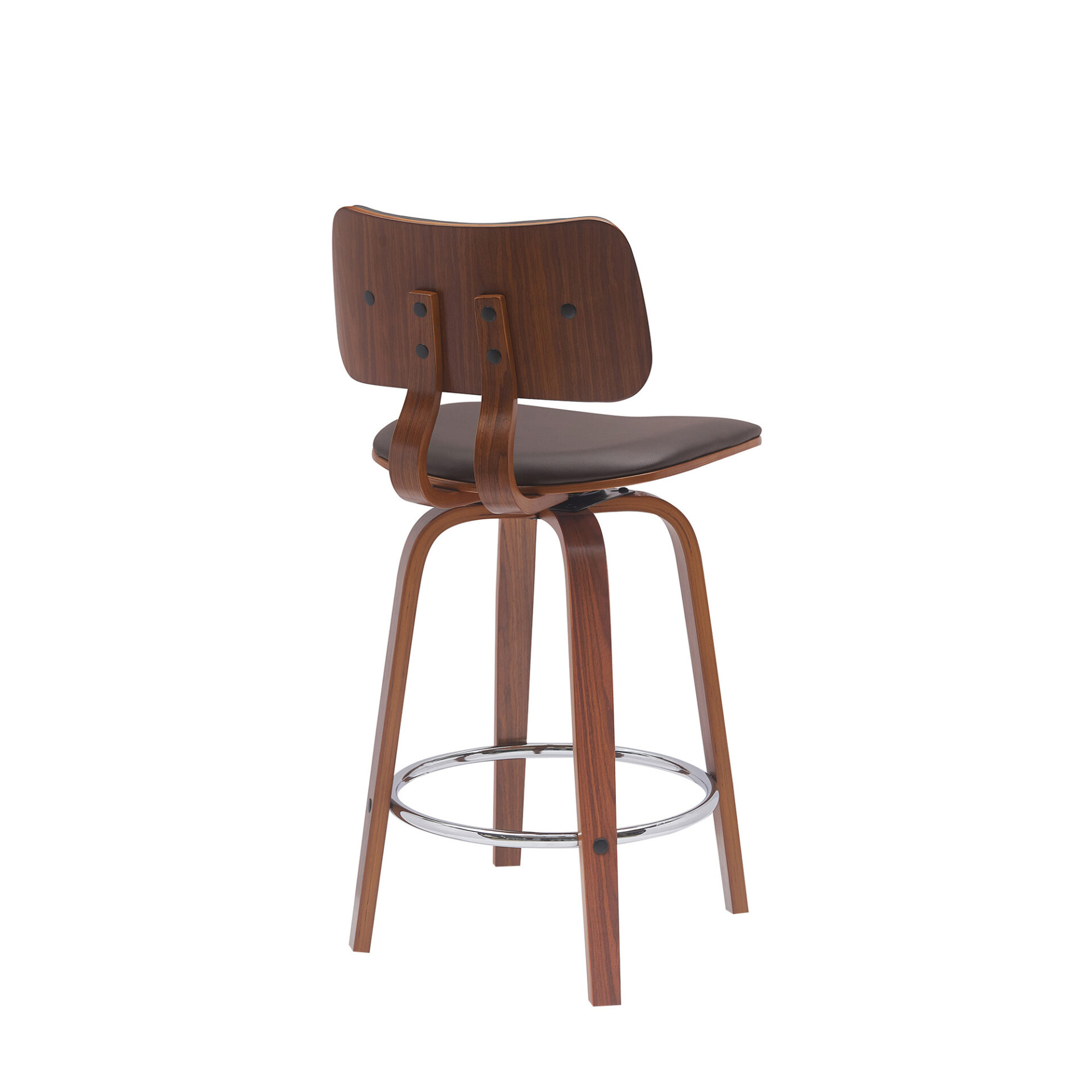 26-Inch Brown Faux Leather Swivel Low Back Bar Stool 4 26-Inch Brown Faux Leather Swivel Low Back Bar Stool - Image 4