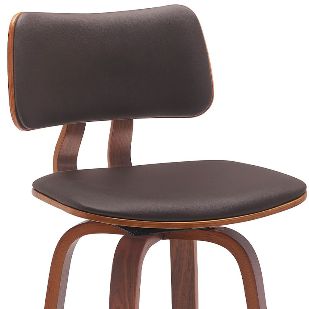 26-Inch Brown Faux Leather Swivel Low Back Bar Stool 8 26-Inch Brown Faux Leather Swivel Low Back Bar Stool - Image 8