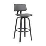 26-Inch Gray and Black Swivel Low Back Bar Stool