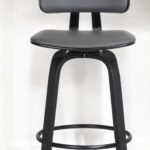 26-Inch Gray and Black Swivel Low Back Bar Stool