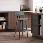 26-Inch Gray and Black Swivel Low Back Bar Stool