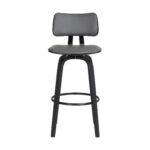 26-Inch Gray and Black Swivel Low Back Bar Stool