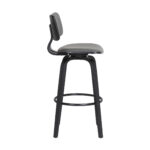 26-Inch Gray and Black Swivel Low Back Bar Stool