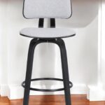 26-Inch Light Gray and Black Swivel Modern Bar Stool