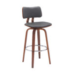 30 Inch Gray and Wood Brown Swivel Faux Leather Bar Stool 12 30 Inch Gray and Wood Brown Swivel Faux Leather Bar Stool