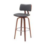 30 Inch Gray and Wood Brown Swivel Faux Leather Bar Stool 14 30 Inch Gray and Wood Brown Swivel Faux Leather Bar Stool