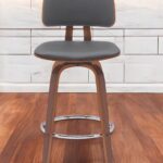 30 Inch Gray and Wood Brown Swivel Faux Leather Bar Stool 10 30 Inch Gray and Wood Brown Swivel Faux Leather Bar Stool
