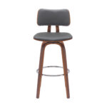 30 Inch Gray and Wood Brown Swivel Faux Leather Bar Stool 11 30 Inch Gray and Wood Brown Swivel Faux Leather Bar Stool