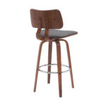 30 Inch Gray and Wood Brown Swivel Faux Leather Bar Stool 13 30 Inch Gray and Wood Brown Swivel Faux Leather Bar Stool