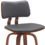 30 Inch Gray and Wood Brown Swivel Faux Leather Bar Stool 17 30 Inch Gray and Wood Brown Swivel Faux Leather Bar Stool