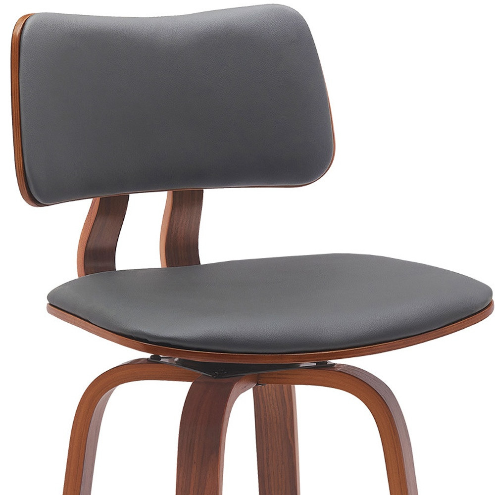 30 Inch Gray and Wood Brown Swivel Faux Leather Bar Stool 8 30 Inch Gray and Wood Brown Swivel Faux Leather Bar Stool - Image 8