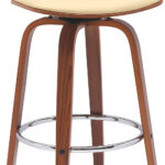 30 Inch Cream and Wood Brown Swivel Modern Bar Stool