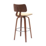 30 Inch Cream and Wood Brown Swivel Modern Bar Stool