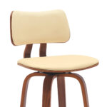 30 Inch Cream and Wood Brown Swivel Modern Bar Stool