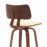 30 Inch Cream and Wood Brown Swivel Modern Bar Stool