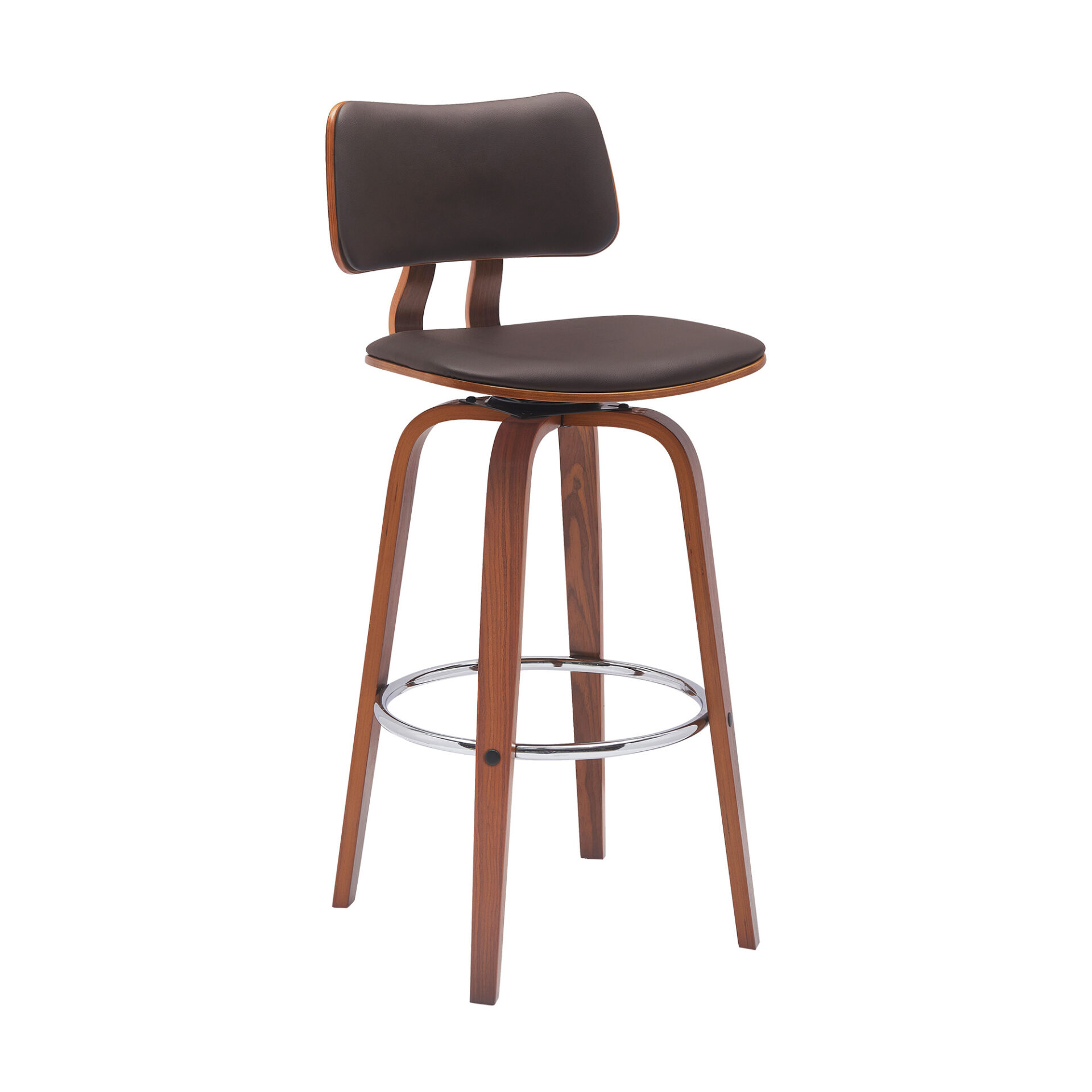 30-Inch Brown Faux Leather Swivel Low Back Bar Stool 3 30-Inch Brown Faux Leather Swivel Low Back Bar Stool - Image 3