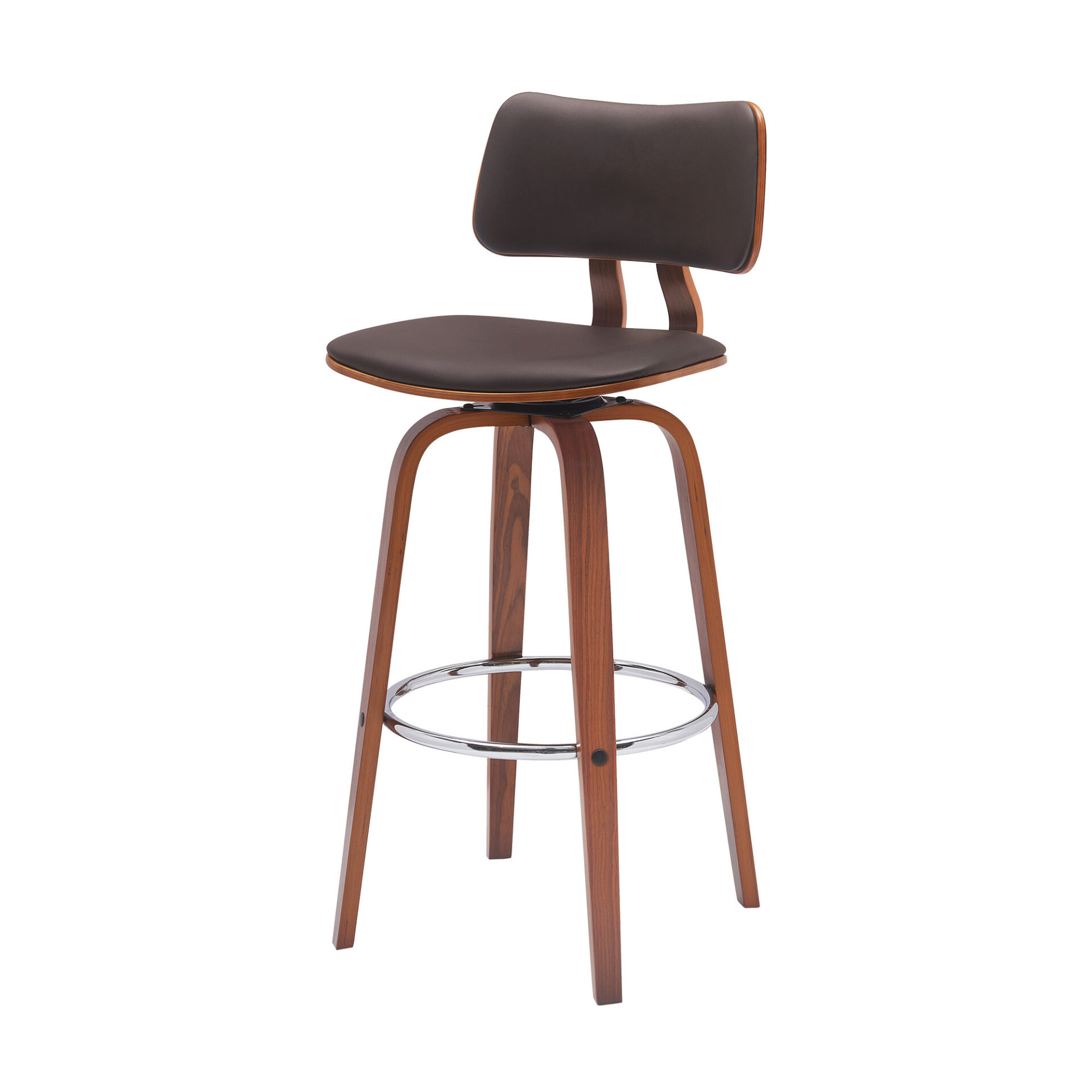 30-Inch Brown Faux Leather Swivel Low Back Bar Stool 5 30-Inch Brown Faux Leather Swivel Low Back Bar Stool - Image 5