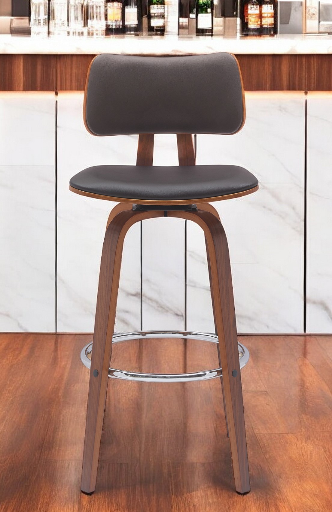 30-Inch Brown Faux Leather Swivel Low Back Bar Stool 1 30-Inch Brown Faux Leather Swivel Low Back Bar Stool